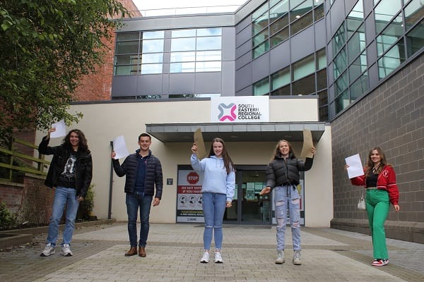 five students celebrate results at Lisburn Campus